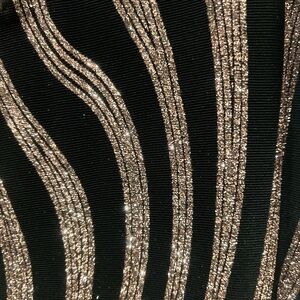 Black and Gold Glitter Striped Fabric